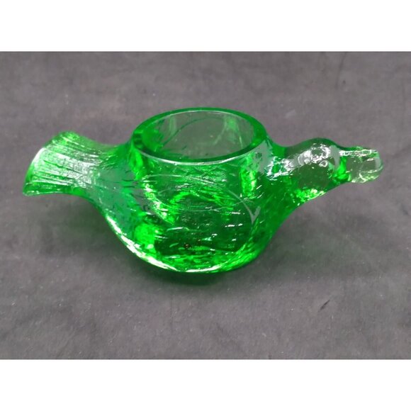Vtg. Unmarked Possibly L. G Wright Mold Green Bird Glass Open Salt READ - Picture 5 of 14